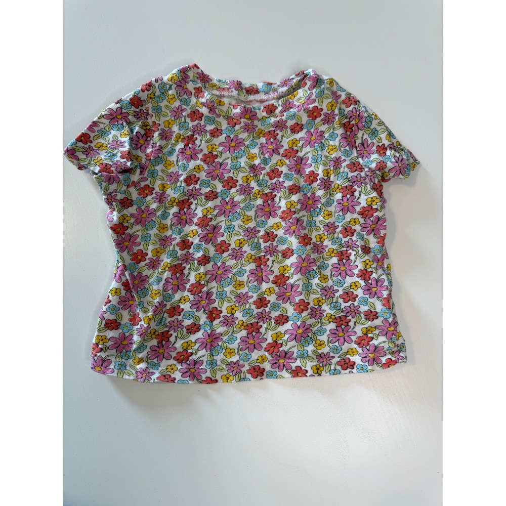 Old Navy Kids Floral Short Sleeve Crew Neck T-Shirt Pink Yellow Blue 18-24M
